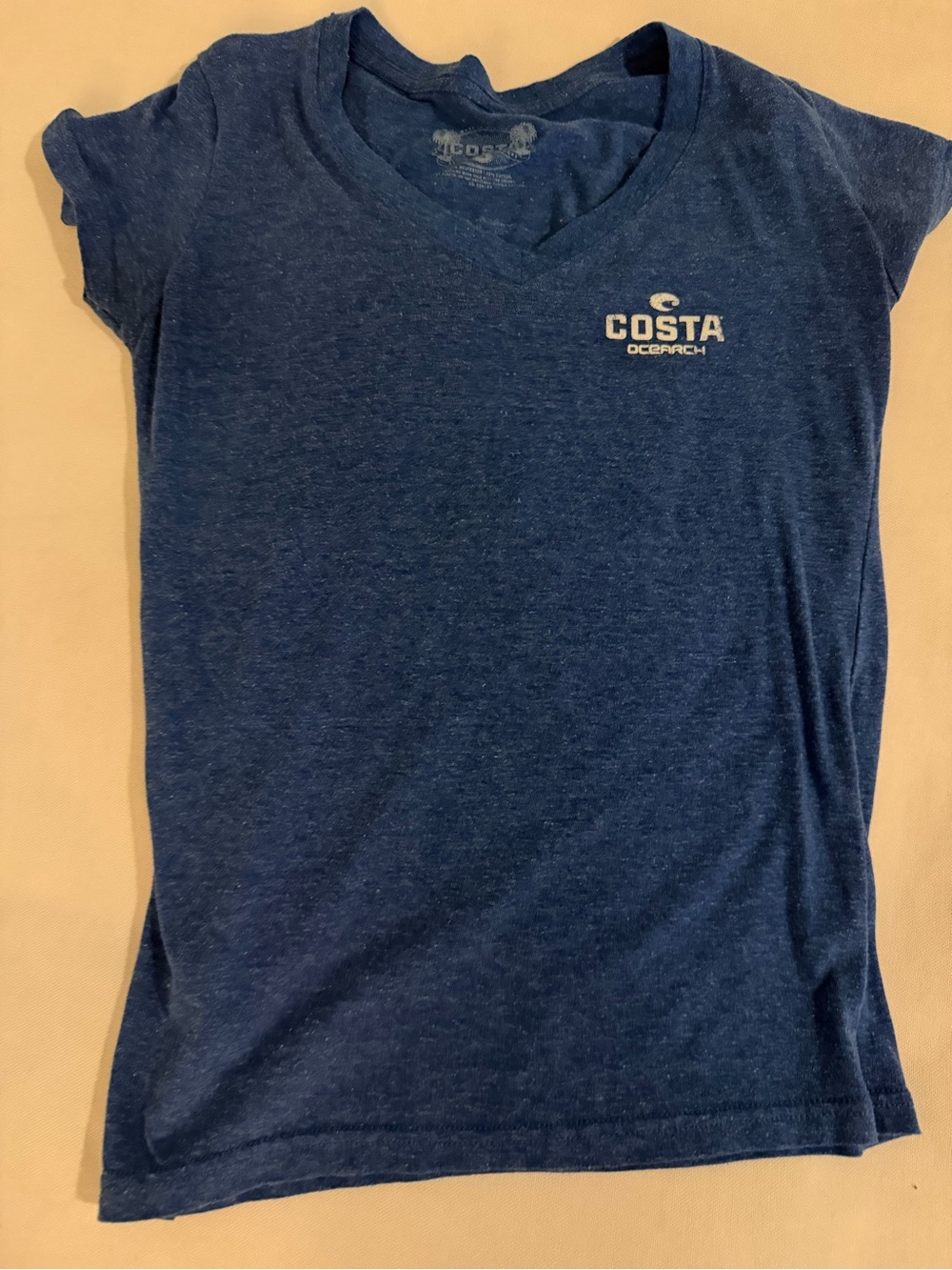 Costa Women's Navy Heather V-Neck Logo Tee